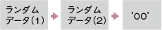 「ランダムデータ(1)」→「ランダムデータ(2)」→「'00'」